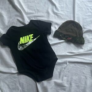 Nike Black Baby Onesie and Hat Set